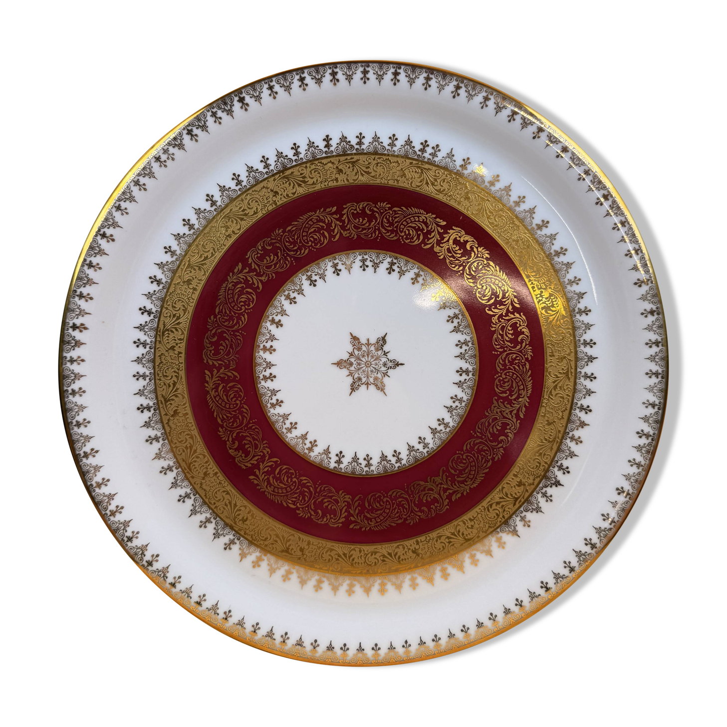 Limoges plate Chastagner & Cie – double gilding – with box