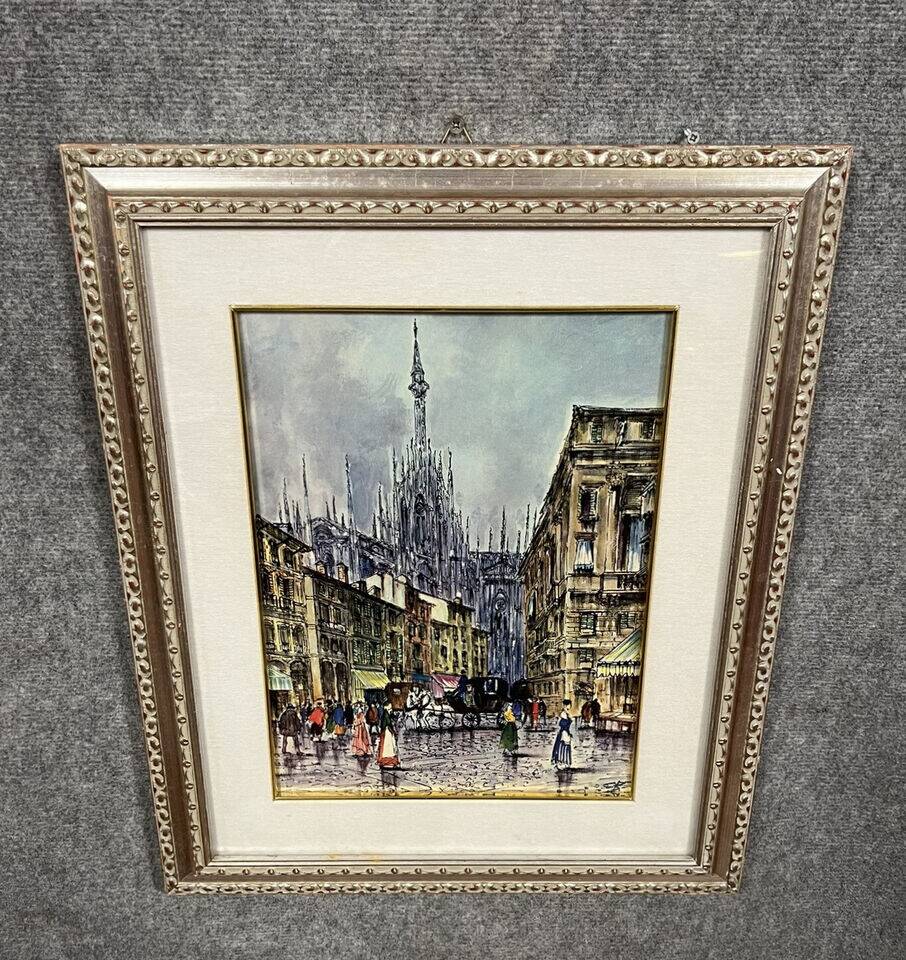 Italian School: oil on canvas mounted on panel circa 1900 view of Milan