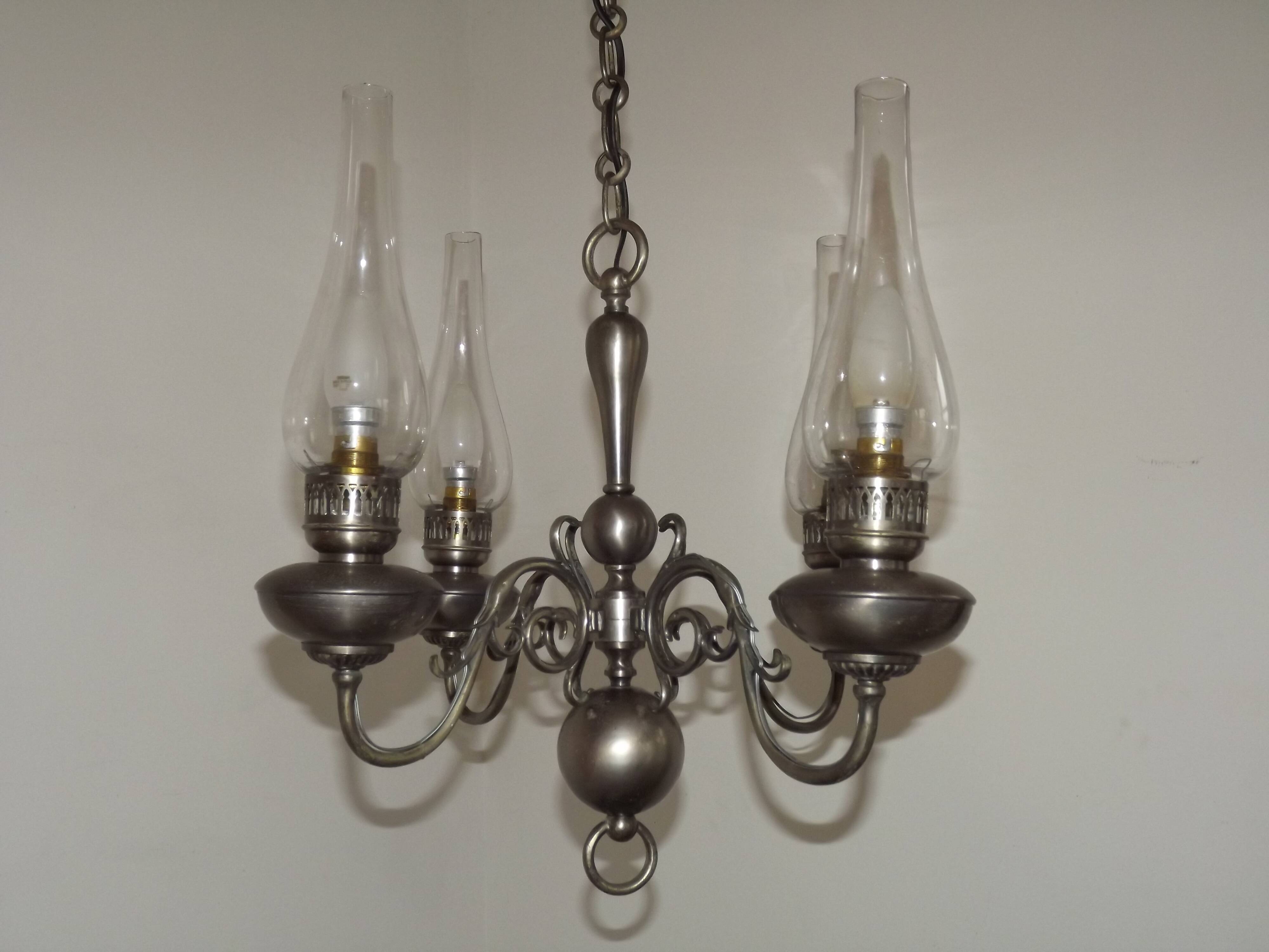 Flamish chandelier with 4 lights in hand-blown tin 5104