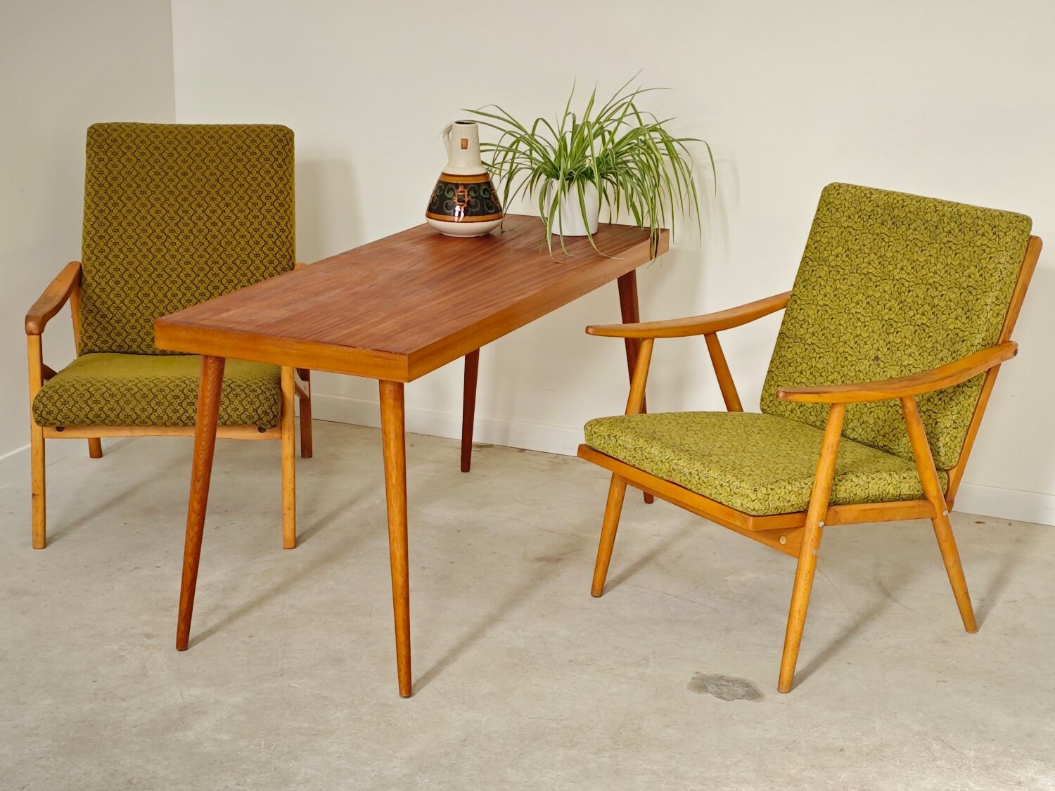 Side table compass legs Czechoslovakia Dievozpracujici mahogany