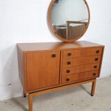 Vintage wooden round mirror MDK, 65 cm