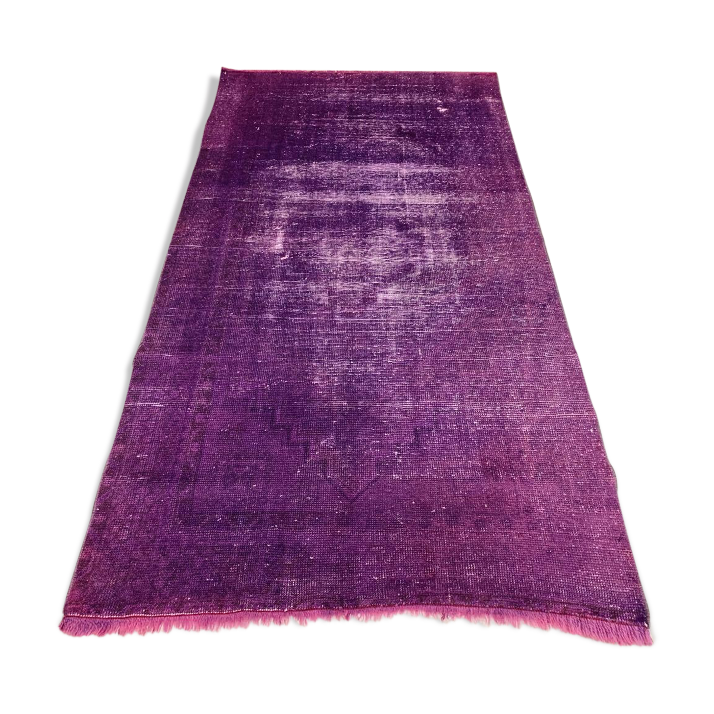 Old tribal Distressed Overdyed Vintage Turkish Wool Rug 194x102 cm Medium