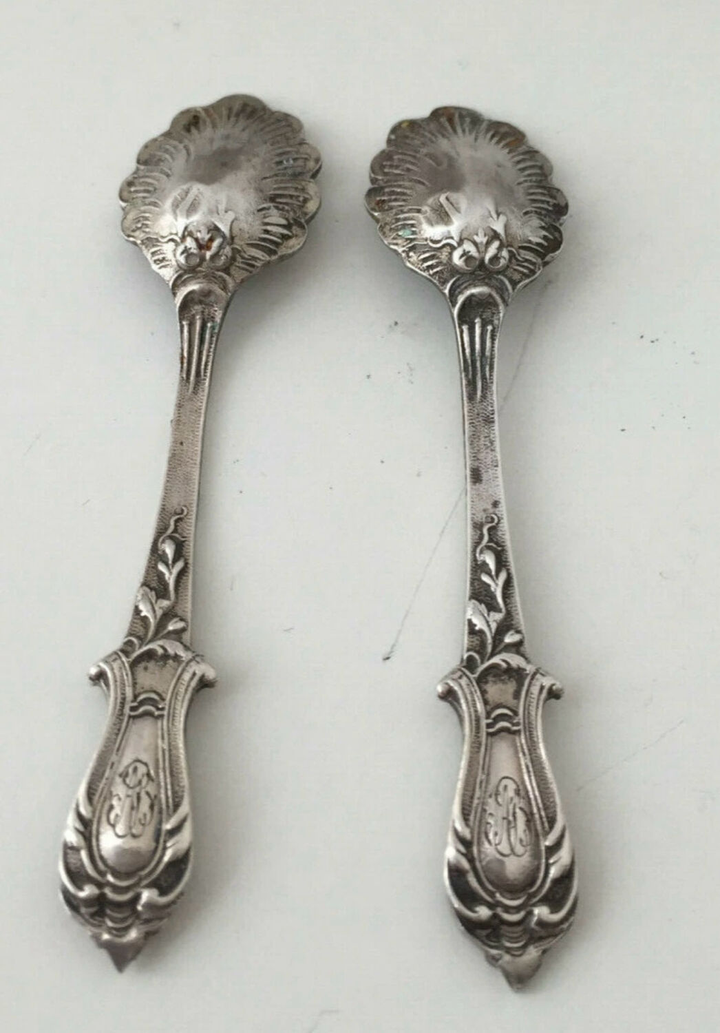 Beautiful pair of Louis XV style silver salt cellars