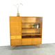 Vintage wooden sideboard with sliding glass doors and drawers