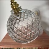 Pair of chiseled glass globe wall sconces