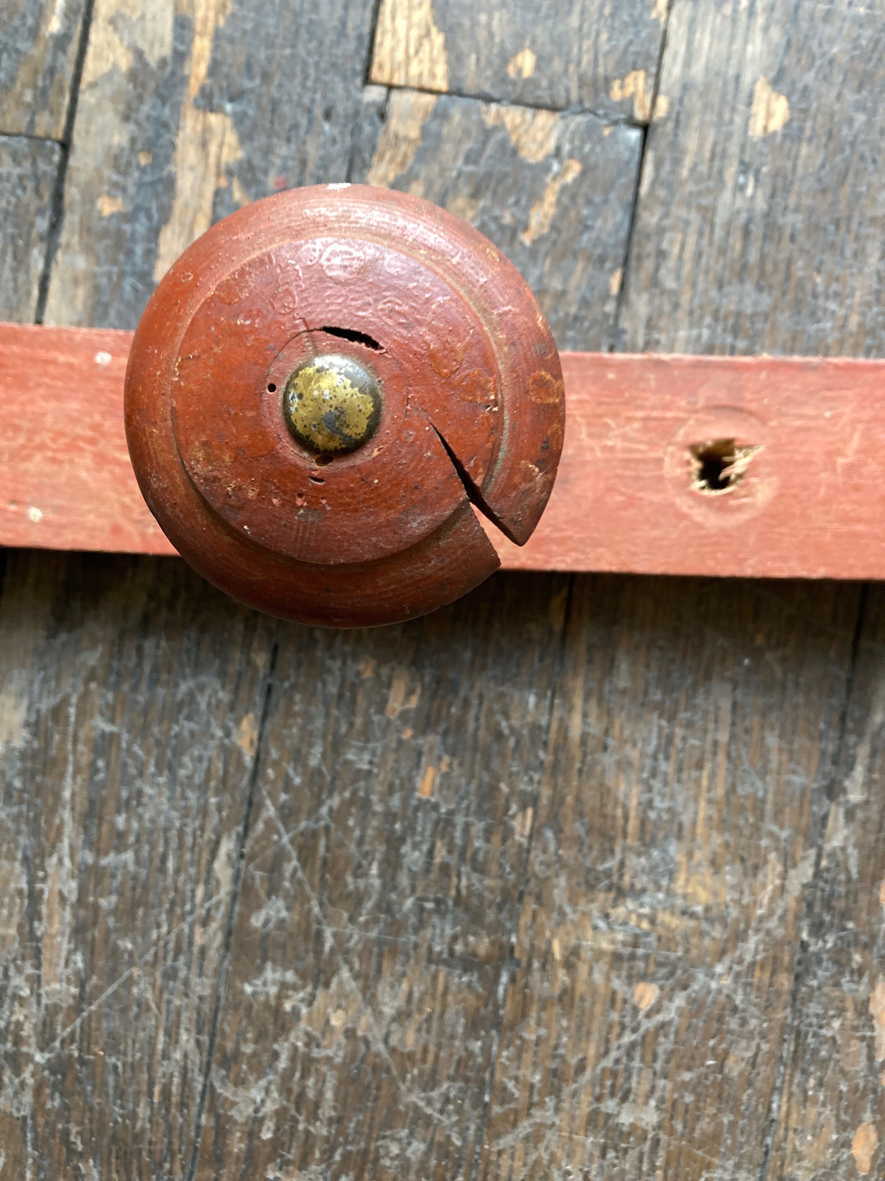 Original patina wooden farmhouse coat hook 86cm