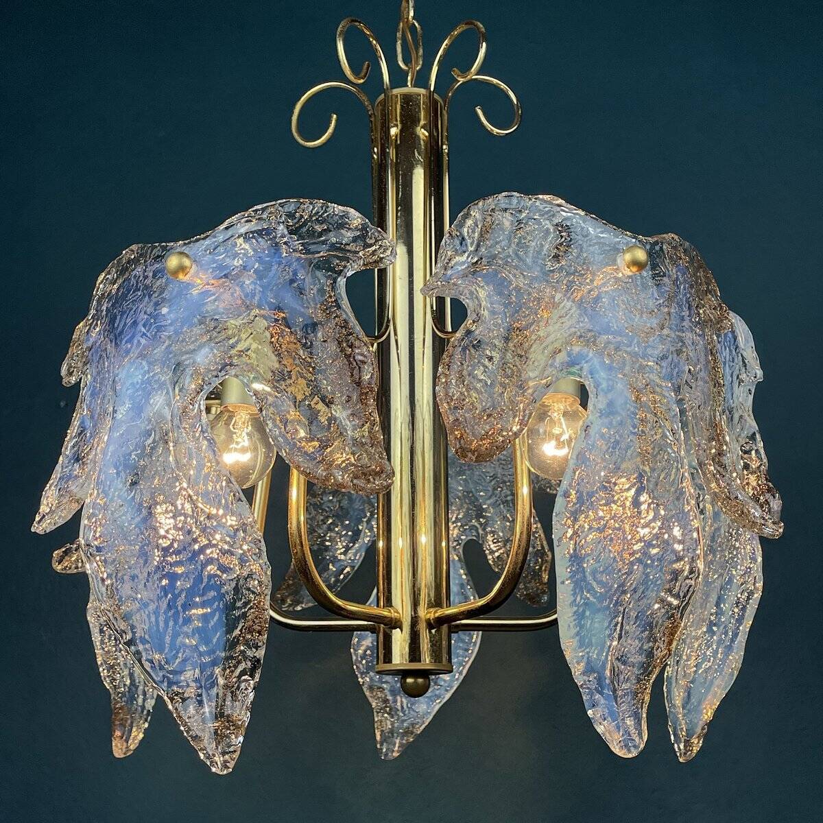 Murano Ice glass ceiling light, Italy, 1970s