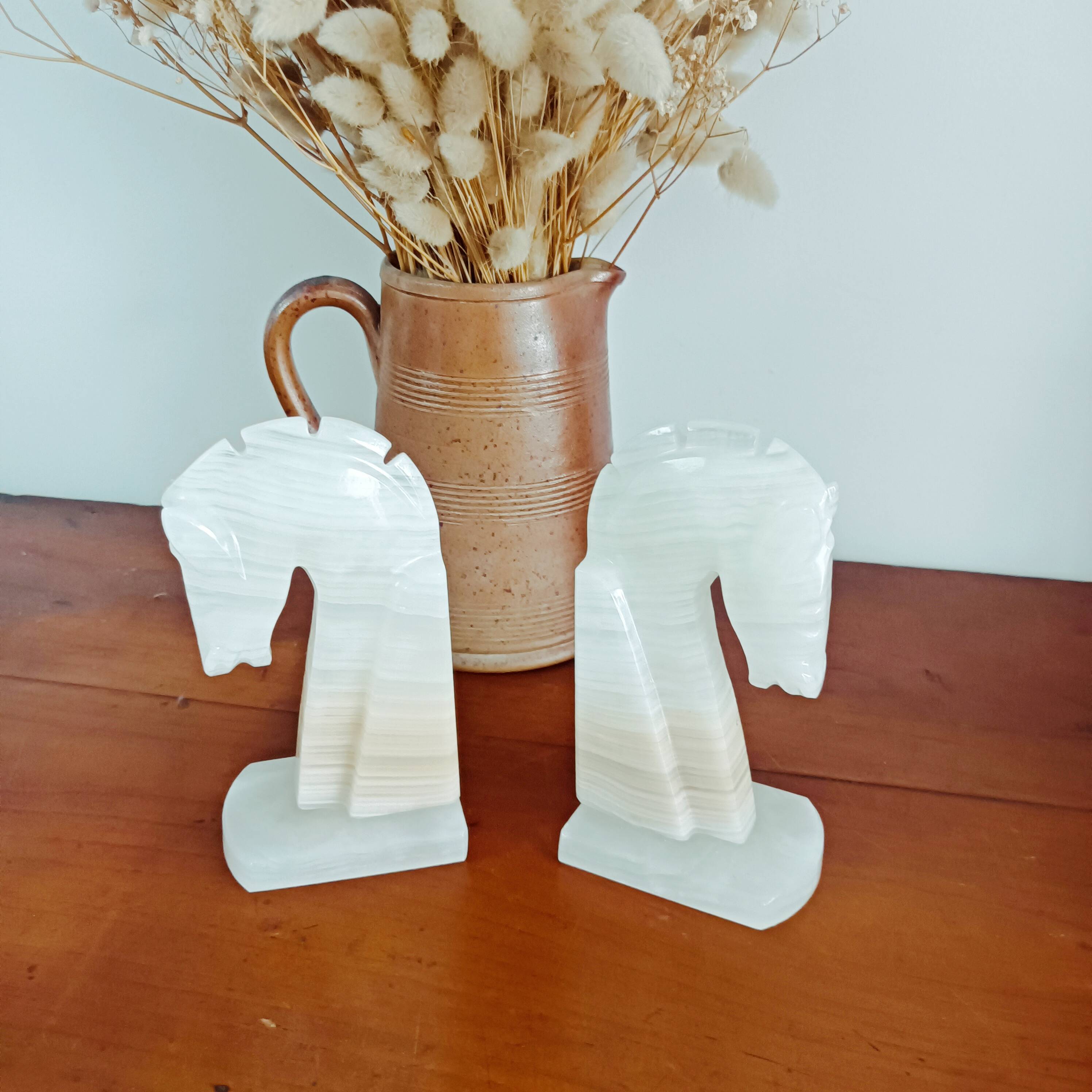 pair of onyx horse bookends