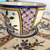 Antique Quimper Henriot earthenware cups and saucers