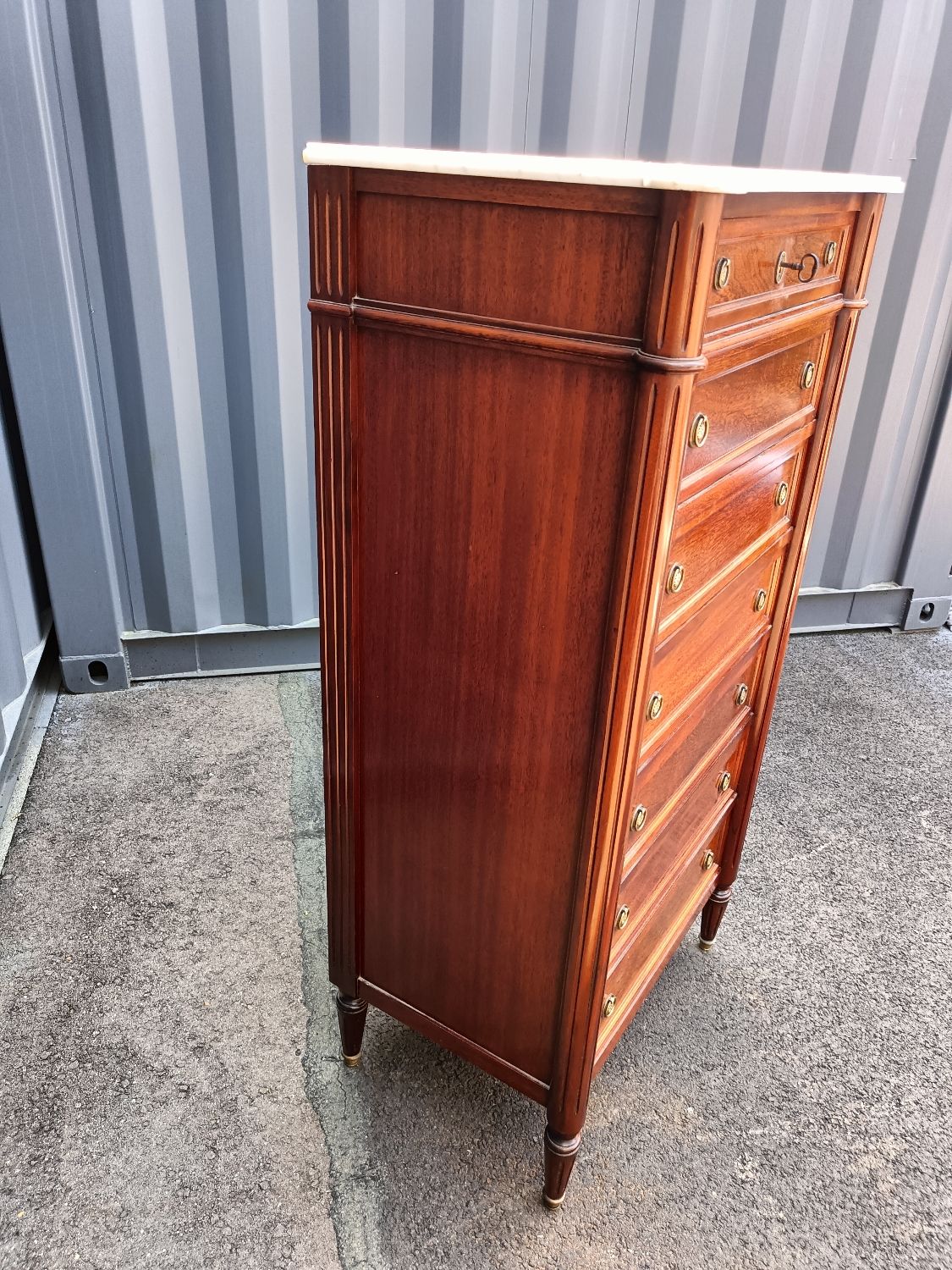 Louis XVI marble top chest of drawers