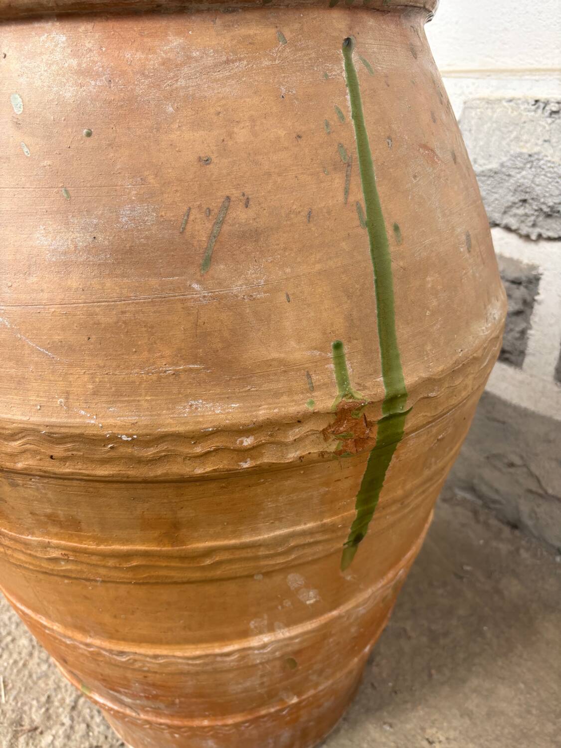 Large green glazed terracotta jar, Spain, 19th century.