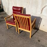 Paire de fauteuils cuir baumann