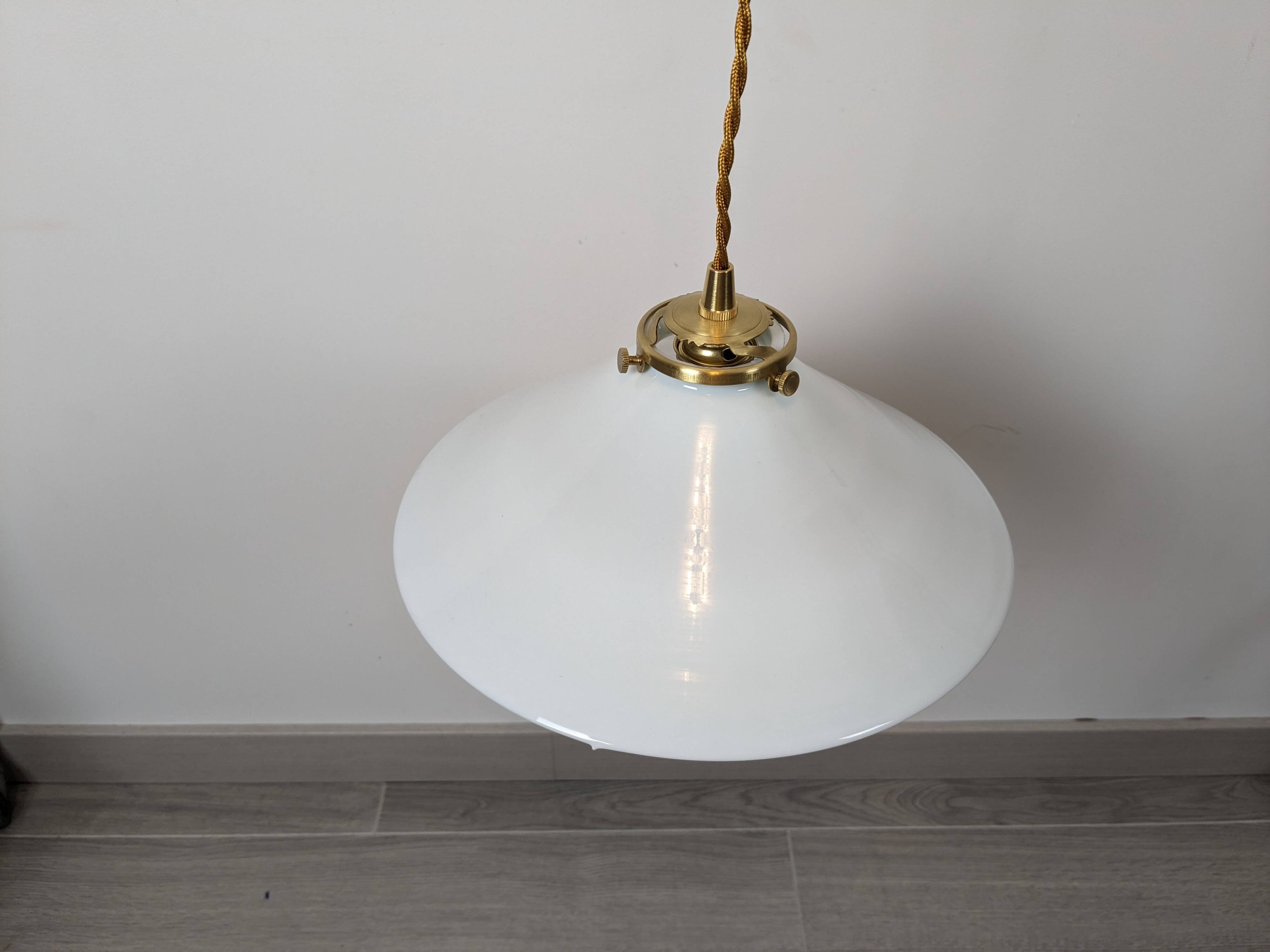 Vintage white opaline pendant light
