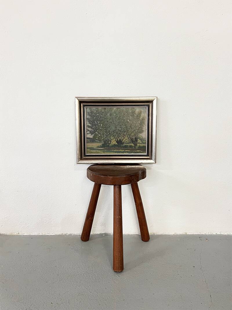 Painting "Trees on the edge of a pond", A.Beauvarlet, Oil on wood