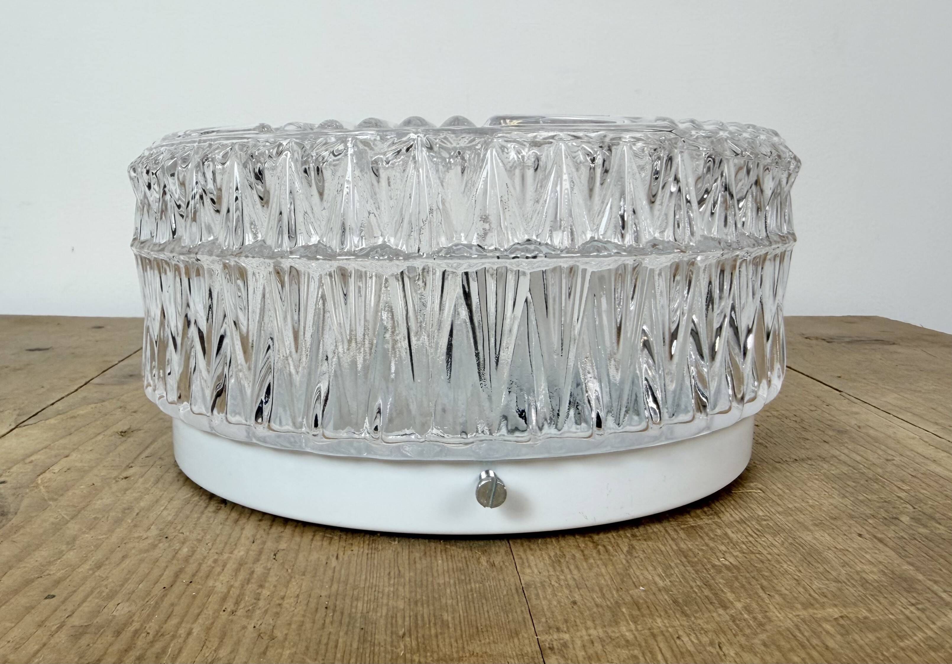 Vintage Glass Wall or Ceiling Light, 1970s