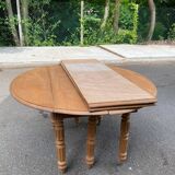 Table à manger ronde extensible Louis Philippe rénovée 215cm