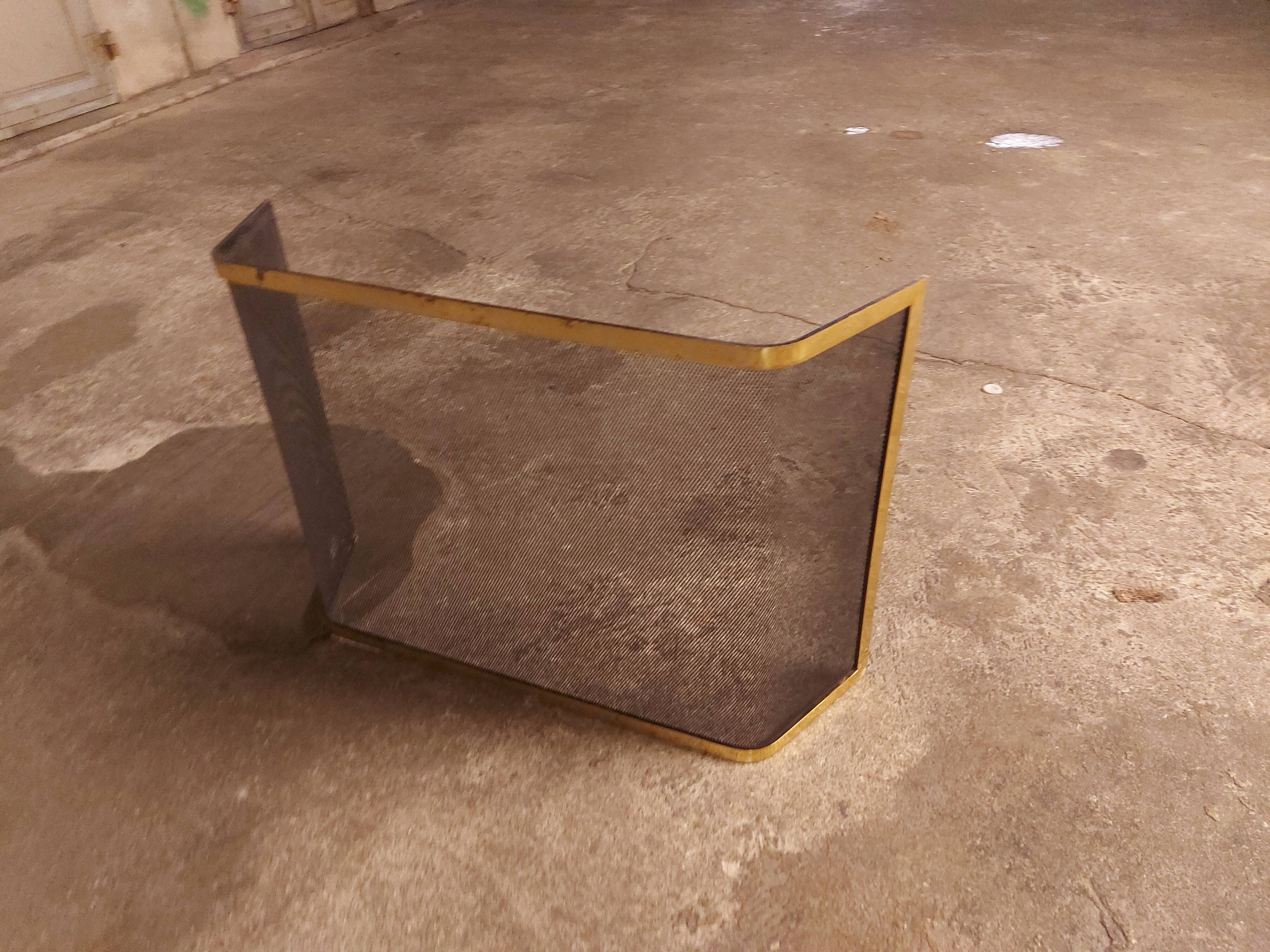 Chimney fire screen, vintage brass