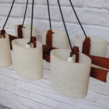 Teak and granita chandelier