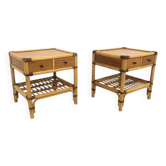 Set de 2 tables de chevet en rotin, Kenneth Bergenblad, Dux, Suède, 1960
