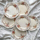 6 polychrome ironstone dinner plates "Wentworth" by Emile Bourgeois