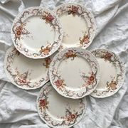 6 polychrome ironstone dinner plates "Wentworth" by Emile Bourgeois