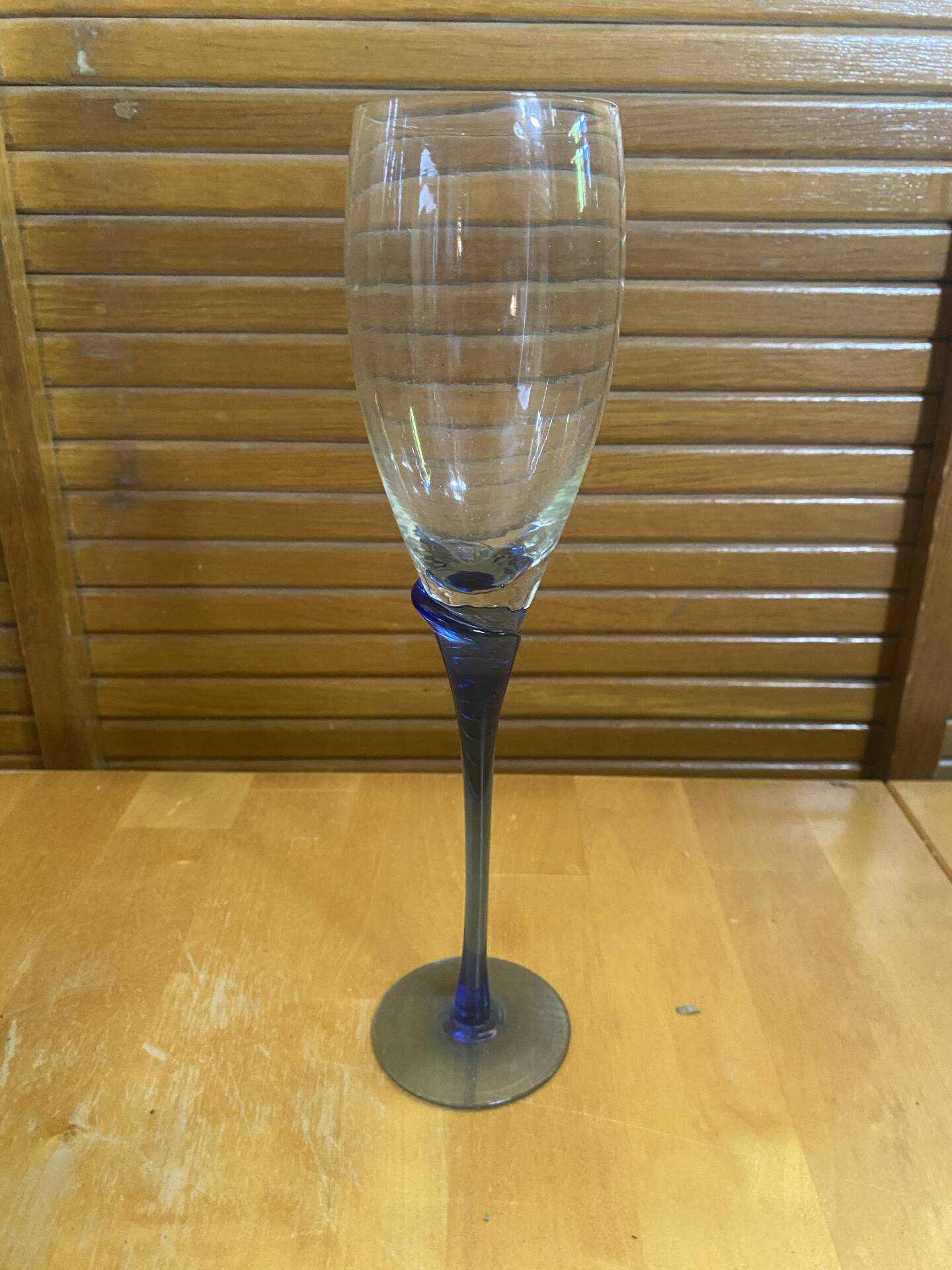 Set of 5 Champagne Flutes BORMIOLI ROCCO Moulded Glass + Vintage Blue Stem