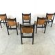 Vintage italian sling leather dining chairs, 1960s