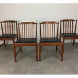 4 chaises scandinaves en teck à barreaux années 60