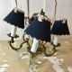Cage chandelier 4 burners solid bronze and crystal pendants