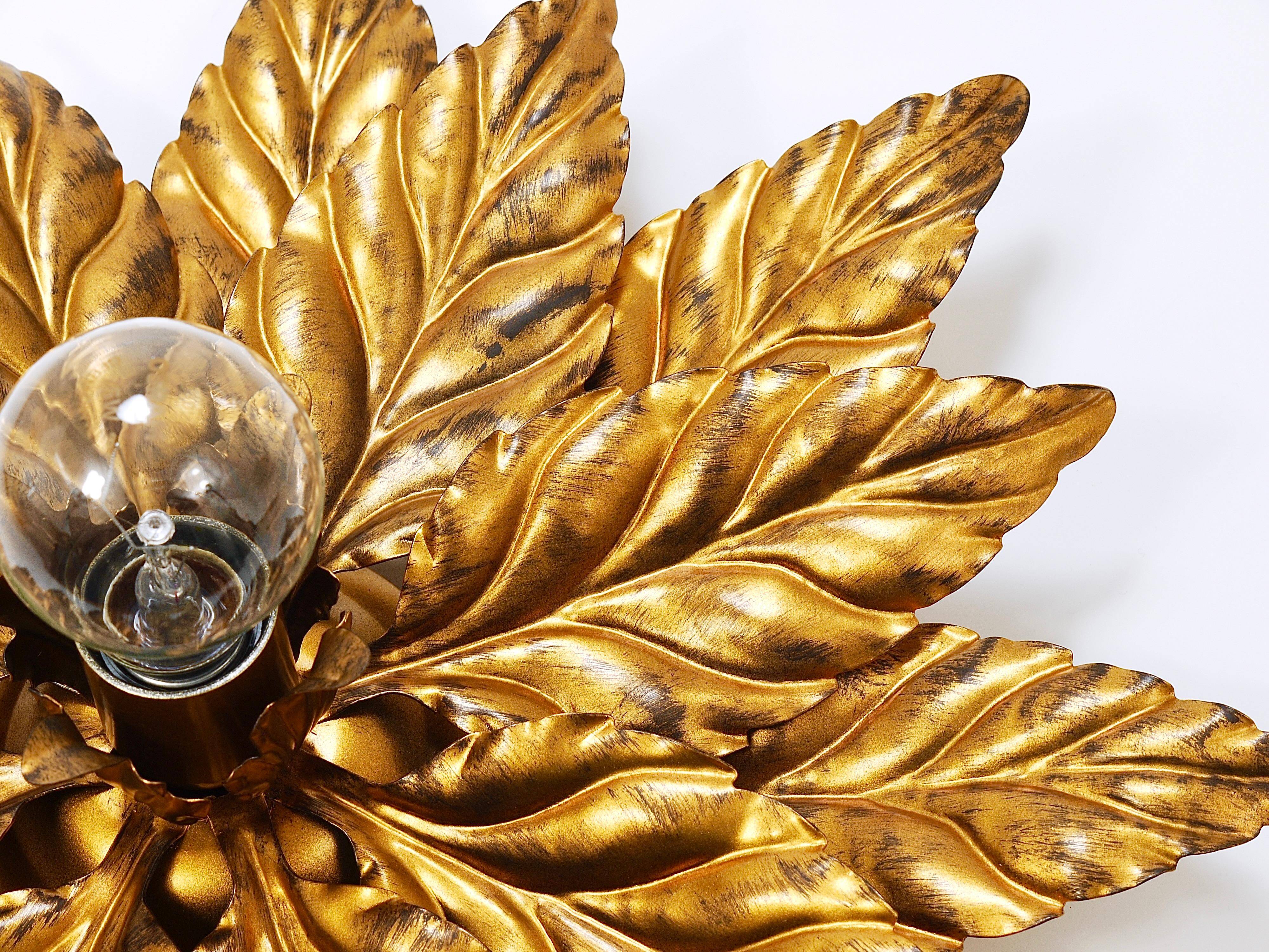 Hans Kögl Hollywood Regency Florentine Wall Light Ceiling Fixture in Gold Metal