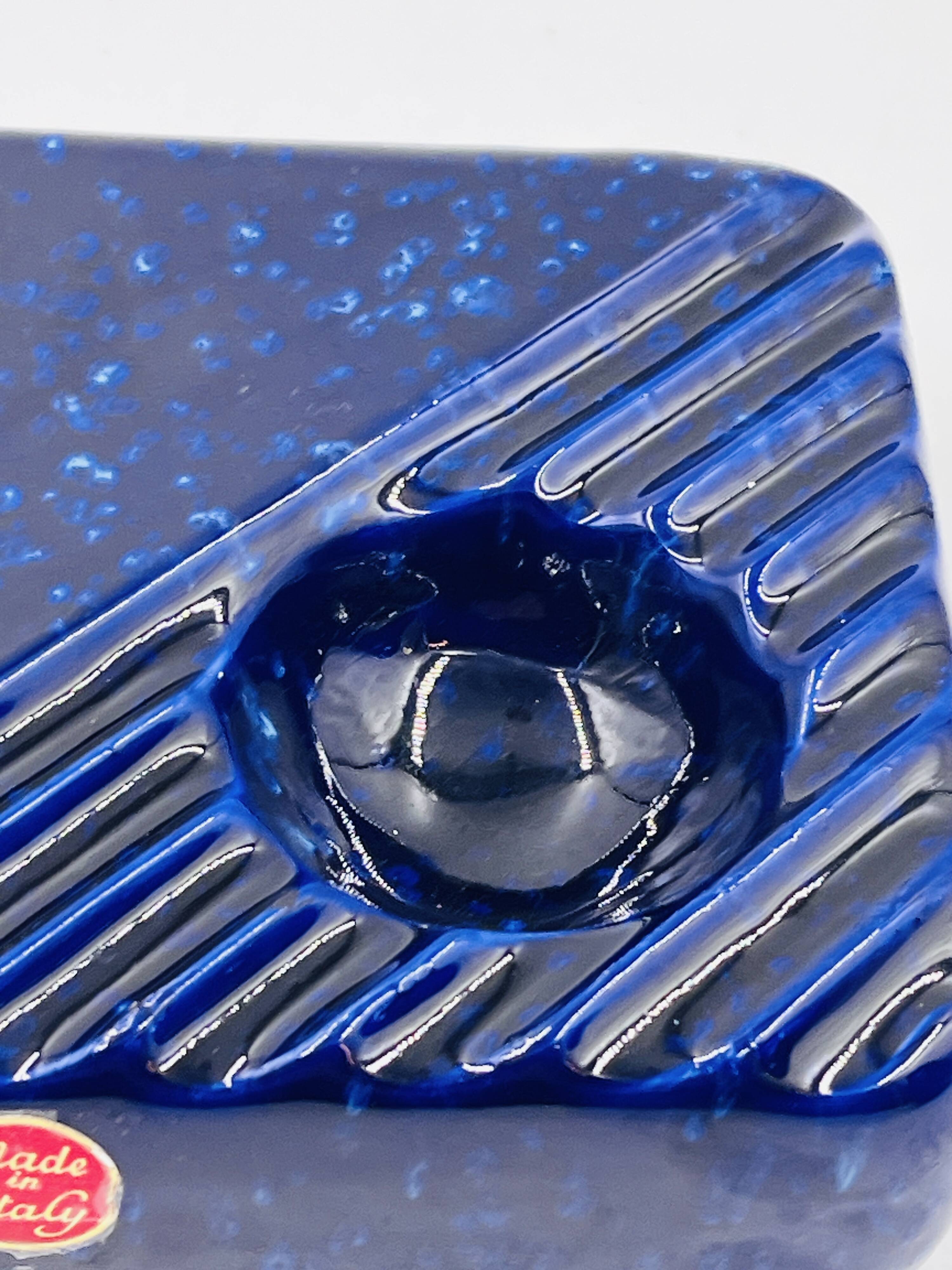 Cobalt blue ceramic ashtray, designed by Cari Zalloni