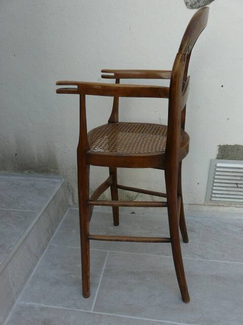 antique caned high chair for children