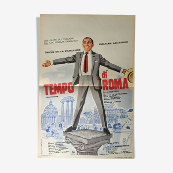 Affiche cinéma "Tempo di Roma" Charles Aznavour 40x60cm 1963