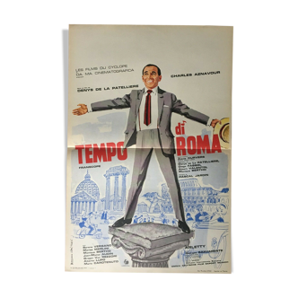 Affiche cinéma "Tempo di Roma" Charles Aznavour 40x60cm 1963