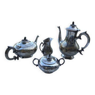 Old tea service and EPNS silver metal coffee