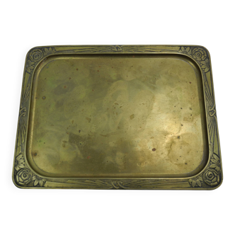 small brass tray stamped LN antique art deco French brass tray