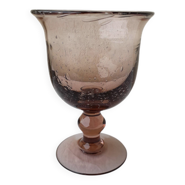 Verre sur pied en verre bullé