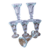 Set of 6 antique glasses known as "false bottom" glasses.
