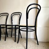 Set of 4 bistro chairs in black arched beech and canning