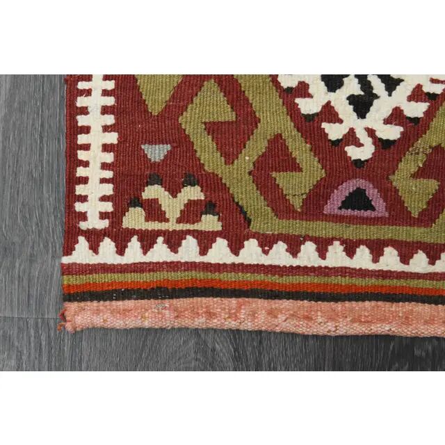 1970s Vintage Turkish Handmade Wool & Cotton White Runner Rug 47x222