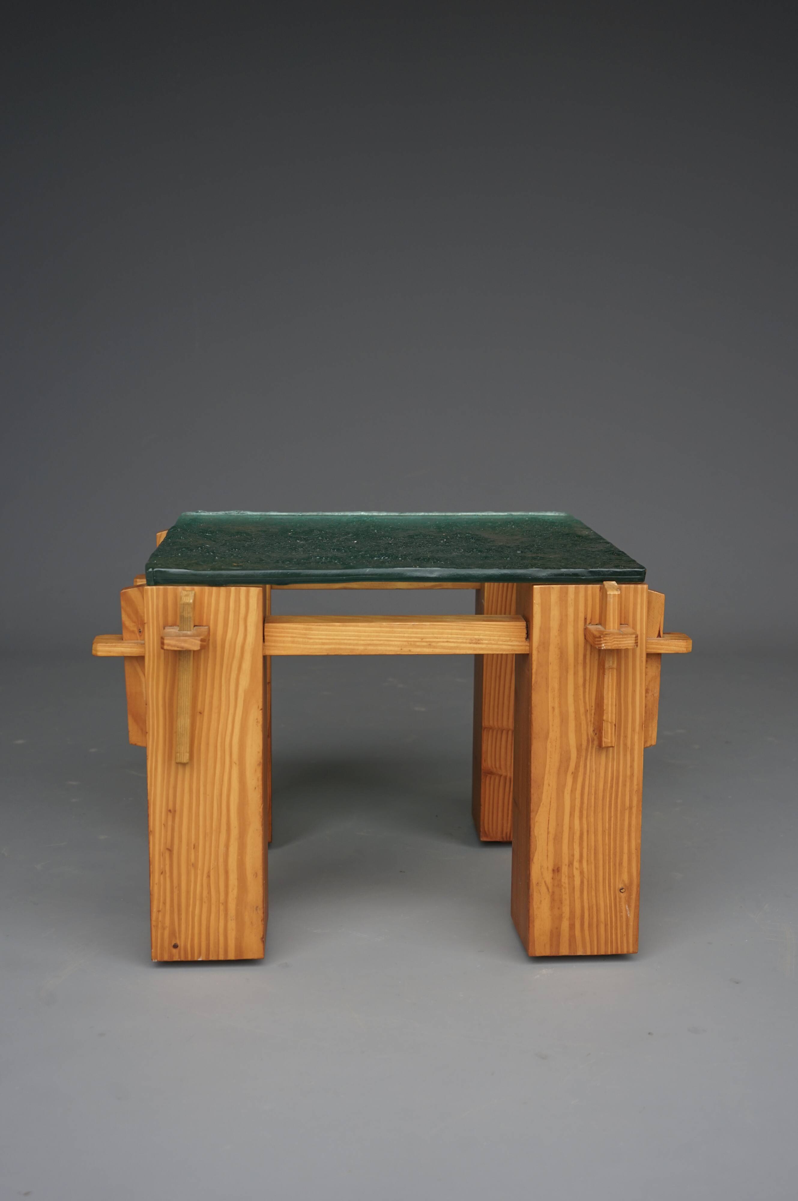 Vintage Pine Brutalist Coffee Table, 1970s