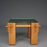 Table basse brutaliste vintage en pin, années 1970