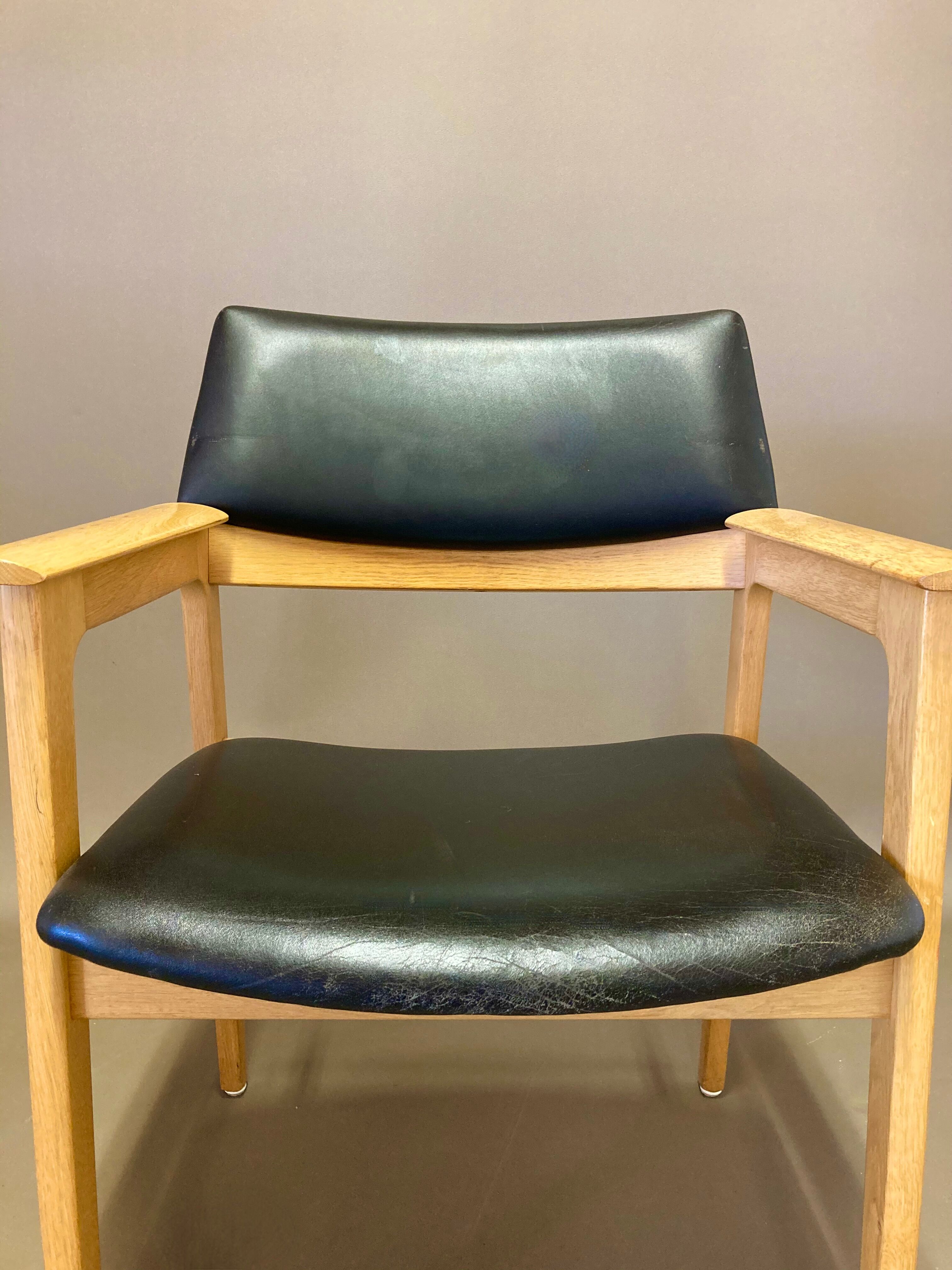 Black leather armchair scandinavian 1950