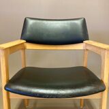 Black leather armchair scandinavian 1950