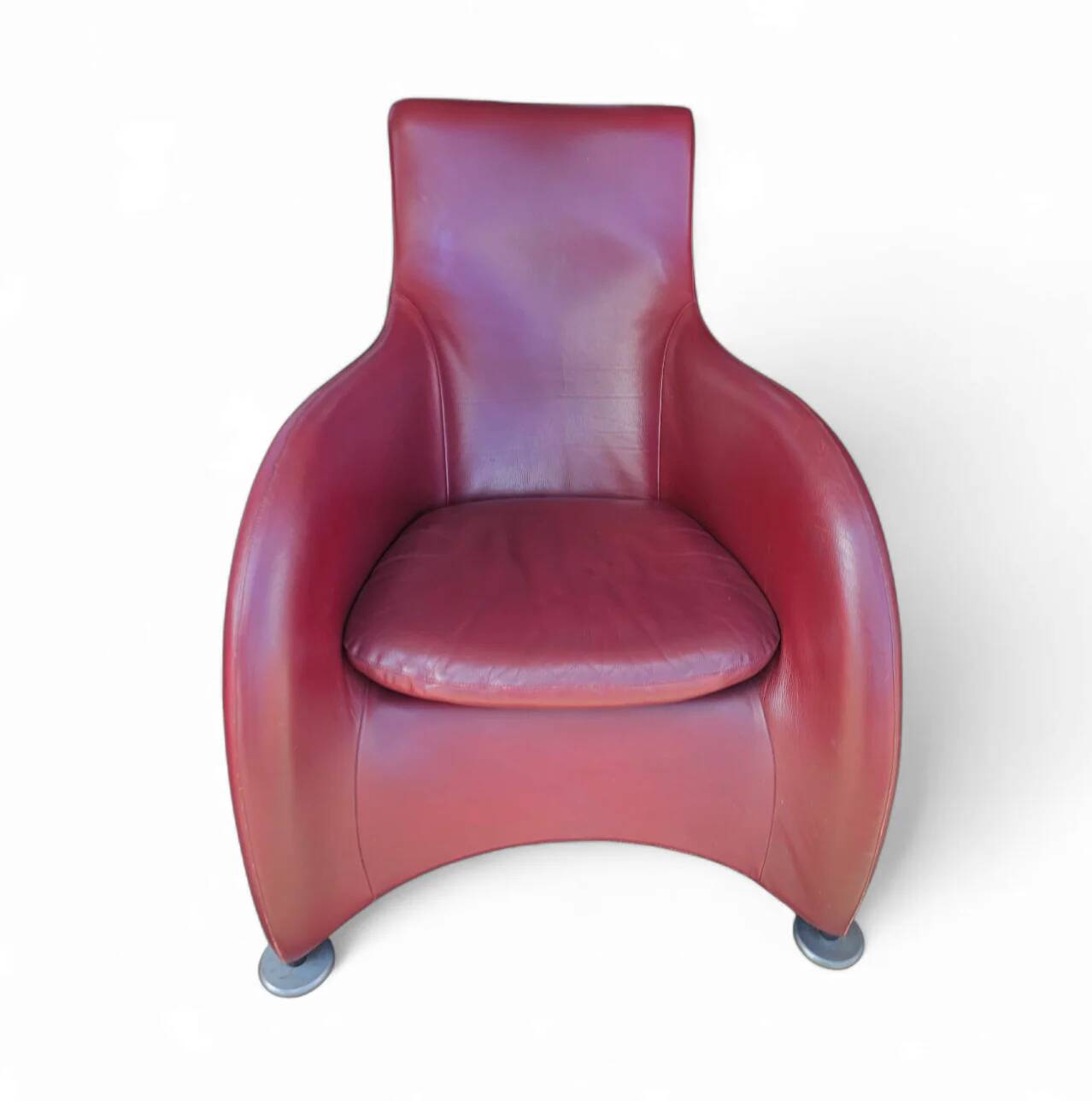 Fauteuil Montis / Gerard van den Berg / années 1990 / Cuir rouge bordeaux