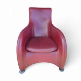 Fauteuil Montis / Gerard van den Berg / années 1990 / Cuir rouge bordeaux