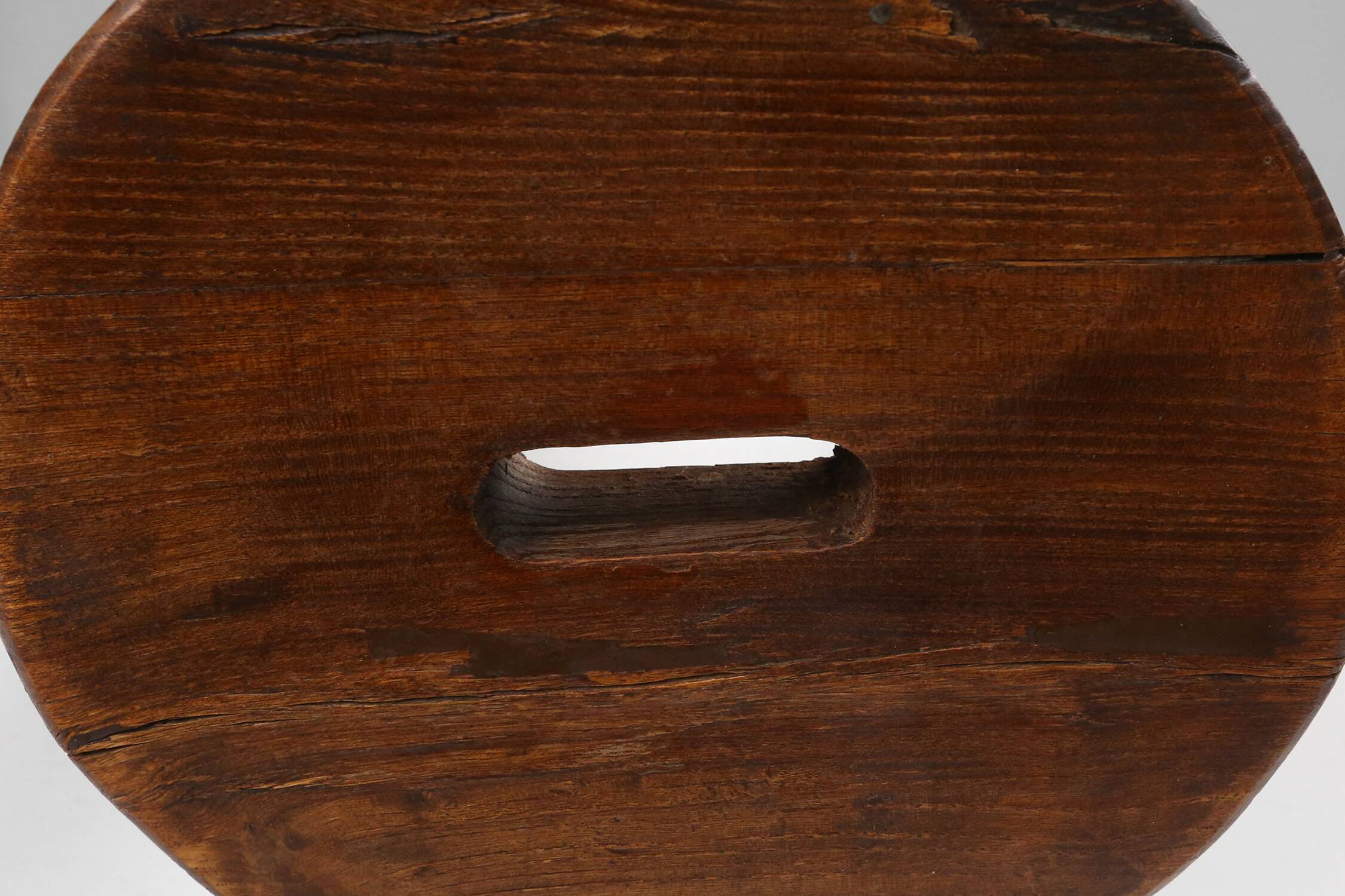 Rustic Wooden Stool with Handle, 1920s