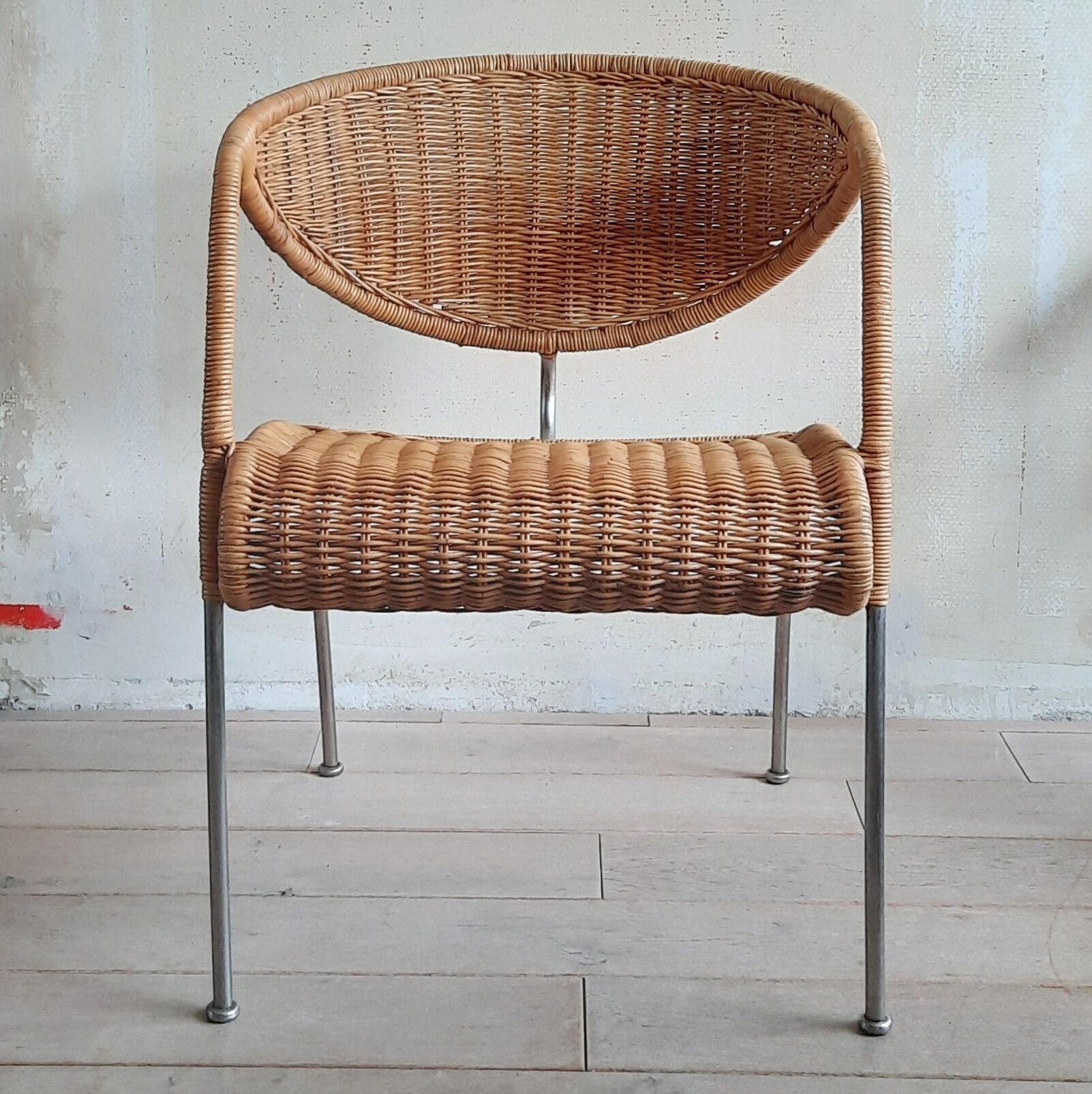 Rattan Design Chair with Metal Frame, 1980s/1990s