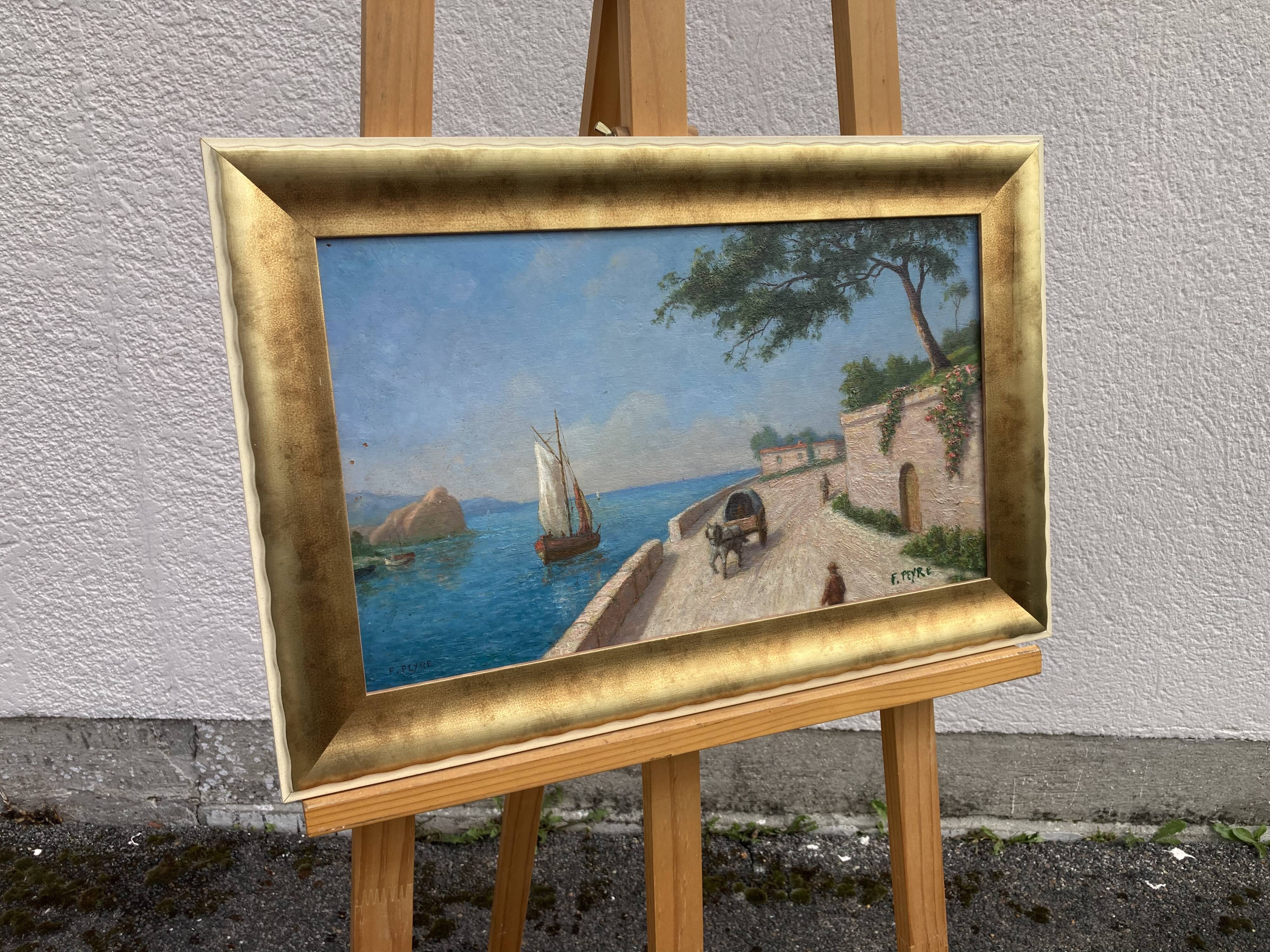 French School of the 20th century, Mediterranean seaside, oil on panel