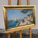 French School of the 20th century, Mediterranean seaside, oil on panel